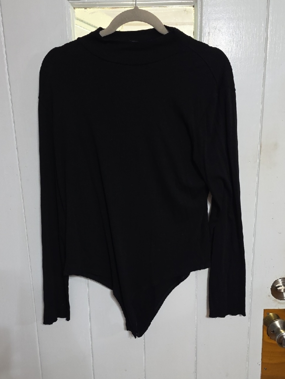 Cider Women's Bodysuit Black Ribbed Knit Mock Turtleneck Longsleeves Sz XL EUC